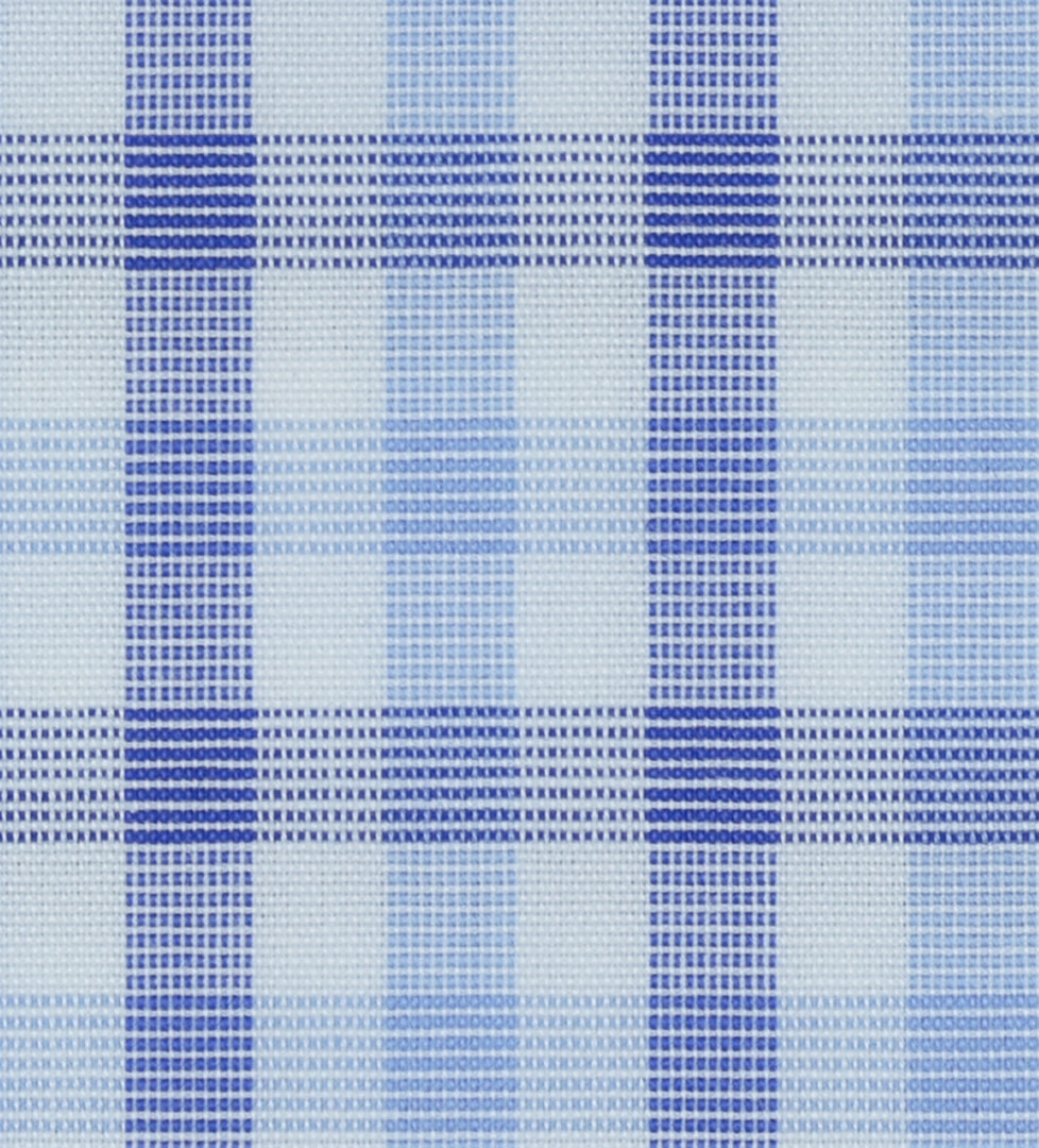 Blue Checkered Cotton Elastic Free Moving Fabric