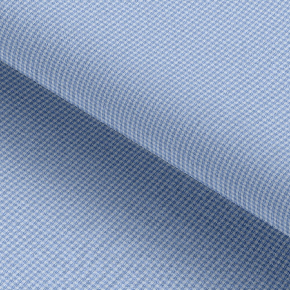 Light Blue Tiny Checkered Cotton Elastic Free Moving Fabric