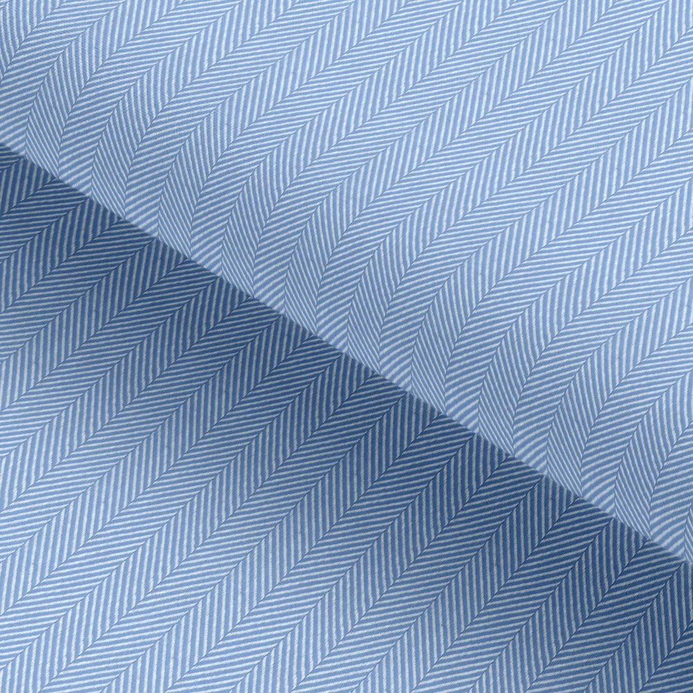 Ice Blue Herringbone Textured Solid Classic Cotton Fabric