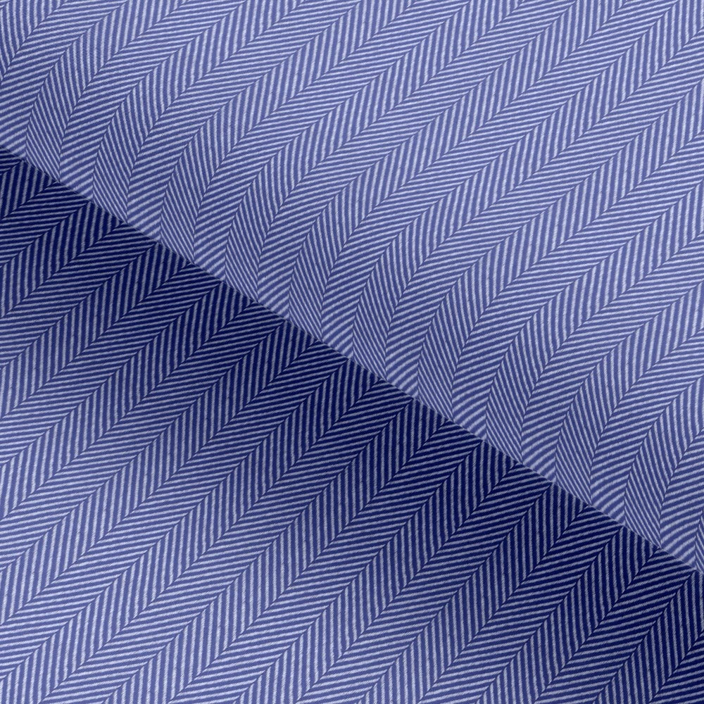 Azure Blue Herringbone Textured Solid Classic Cotton Fabric