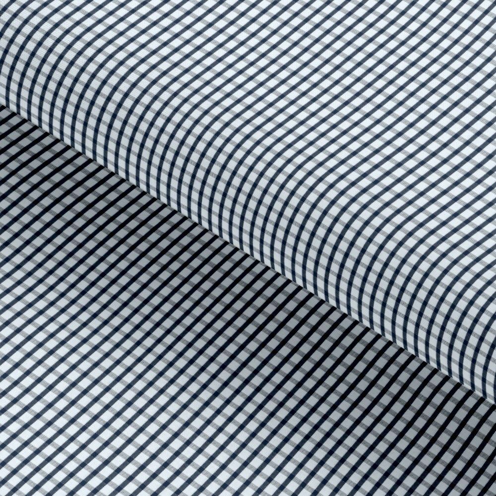 Grid Checked Navy Blue Classic Cotton Fabric