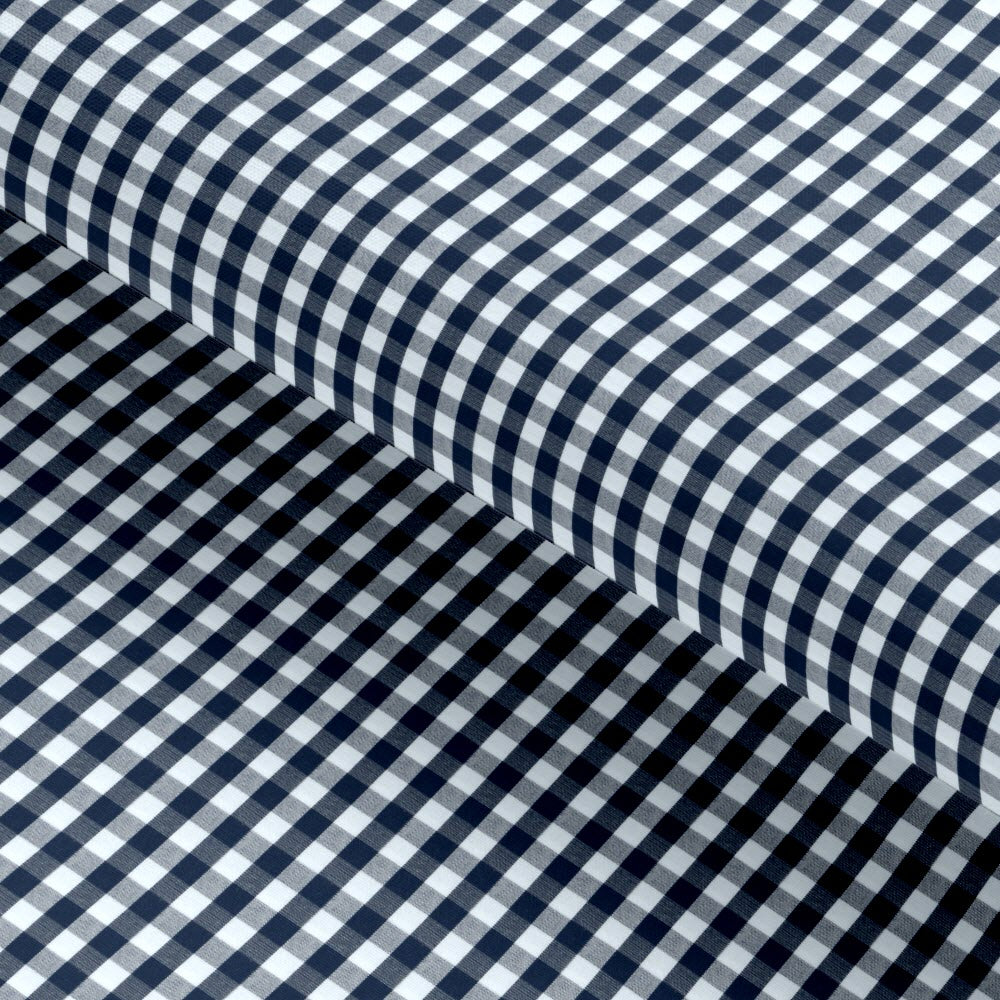 Gingham Checkered Navy Blue Classic Cotton Fabric