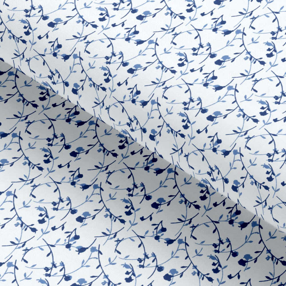 White & Blue Printed Cotton Seasonal Leisure Fabric