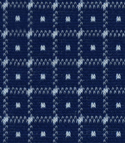 Classic Blue Grid Check Self Design Knitted Fabric