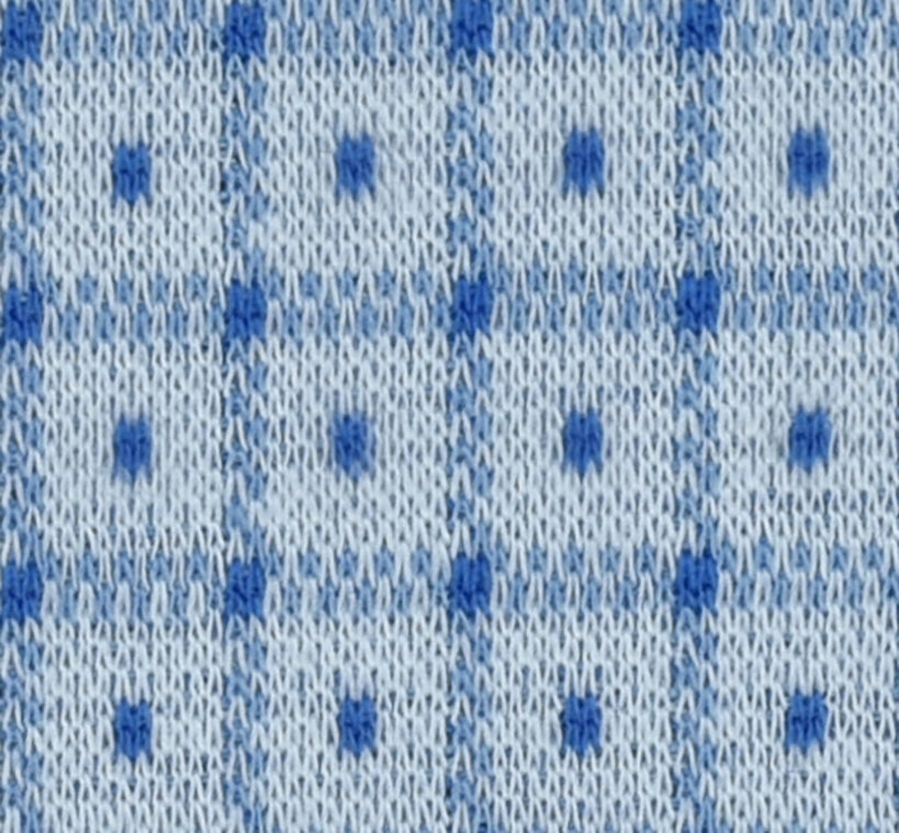 Light Blue Grid Check Self Design Knitted Fabric